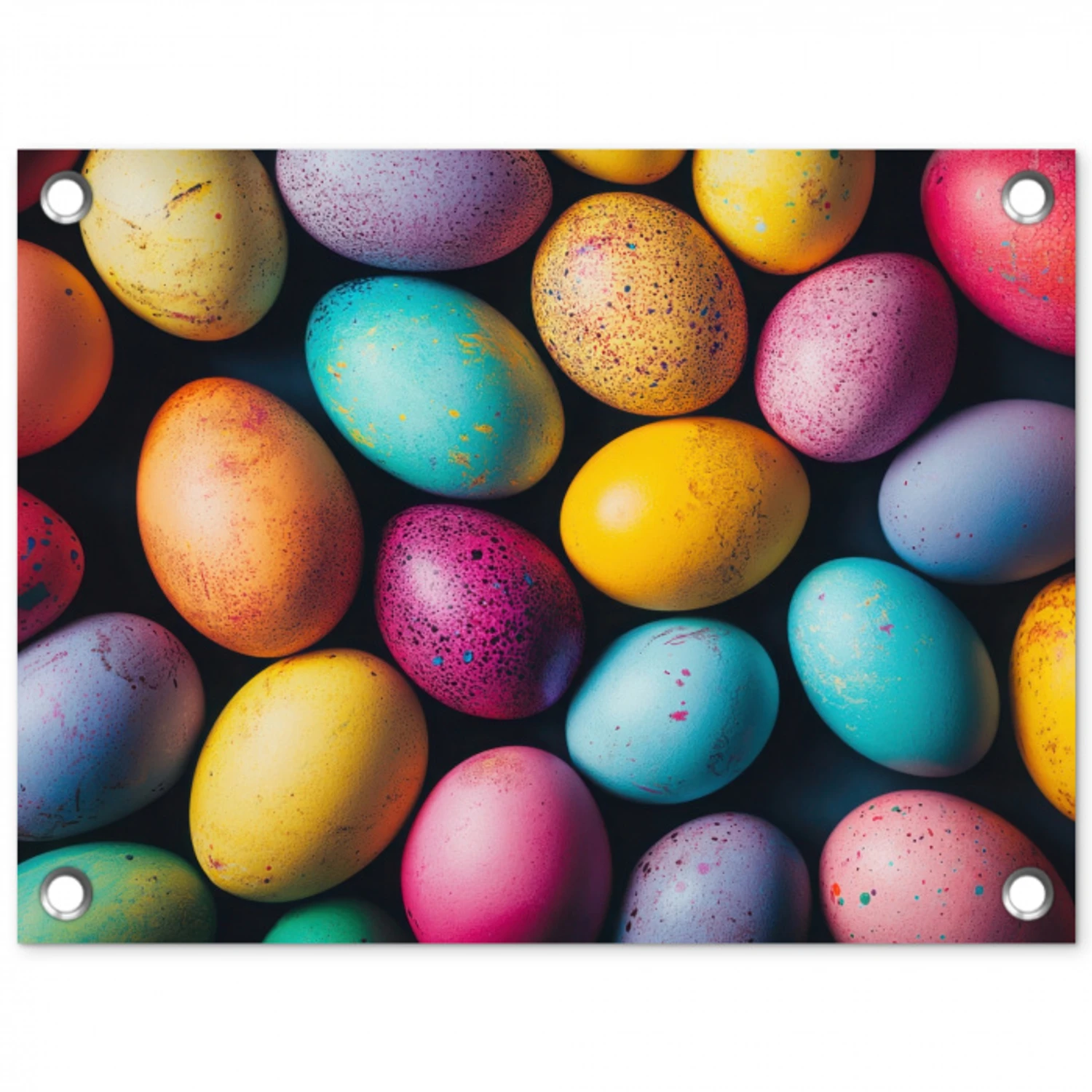 Kleurrijk - Paaseitjes - Spetters tuinposter los doek klein -3d
