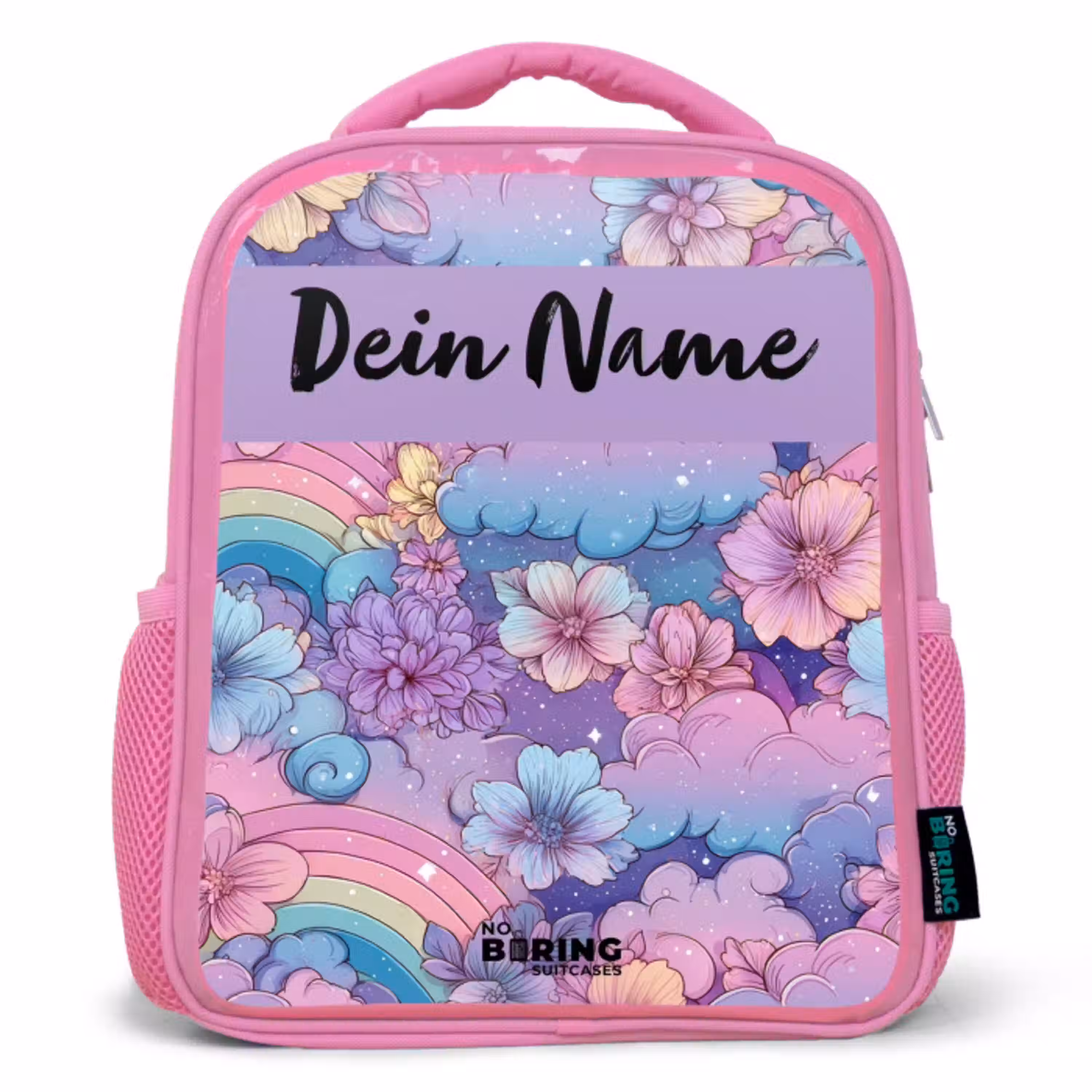 Regenbogen - Bloemen - Kleurrijk Kinderrugzak - Roze middel -3d