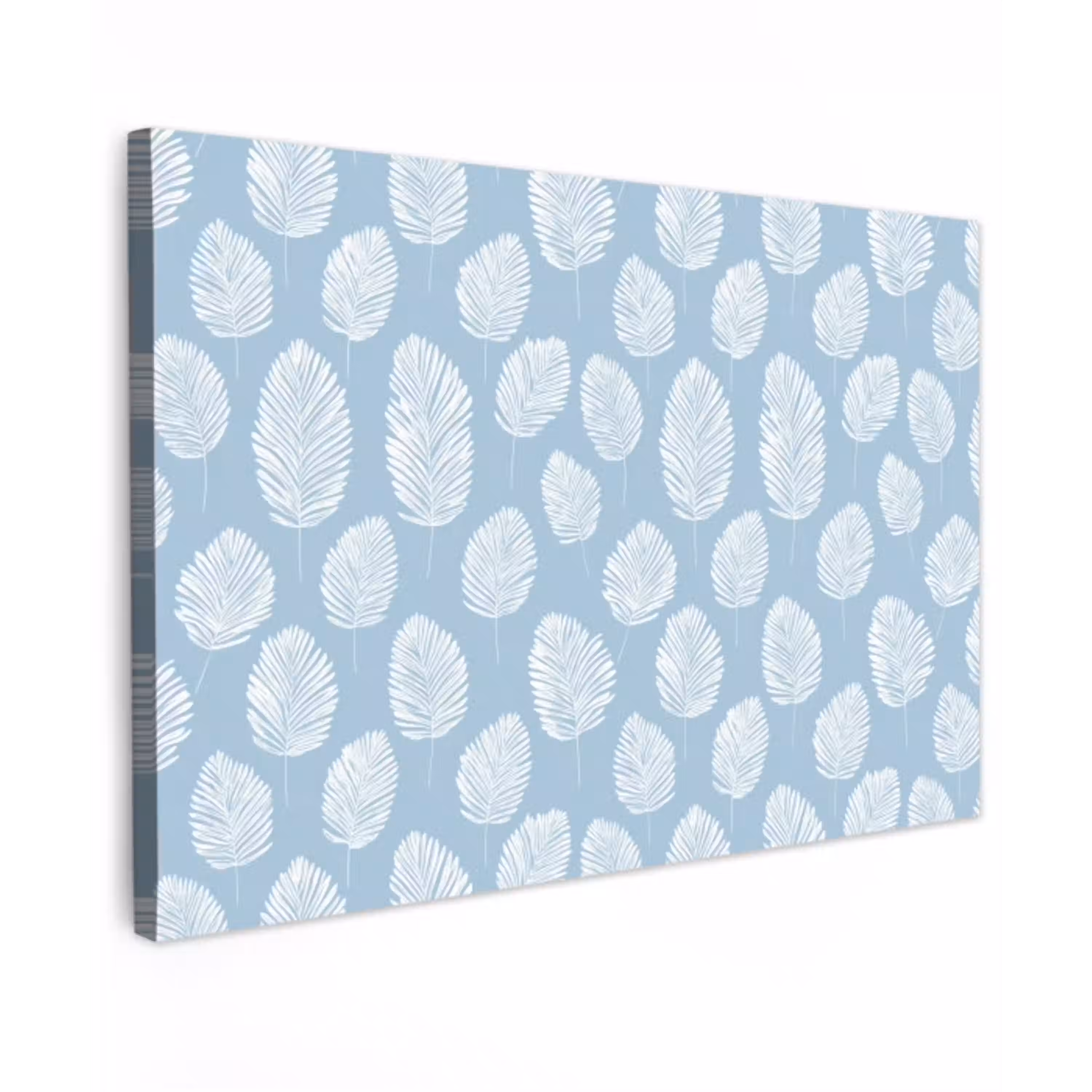 Palmbladeren - Naadloos - Patroon - Pastelblauw canvas 2cm klein 34 -z3d