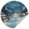 Kerstdorp - Kerst - Sneeuw - Winter Wandcirkel behangsticker klein -3d
