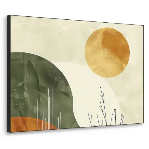 Abstract - Landschap - Zon - Kunst Textielframe zwart klein -3d