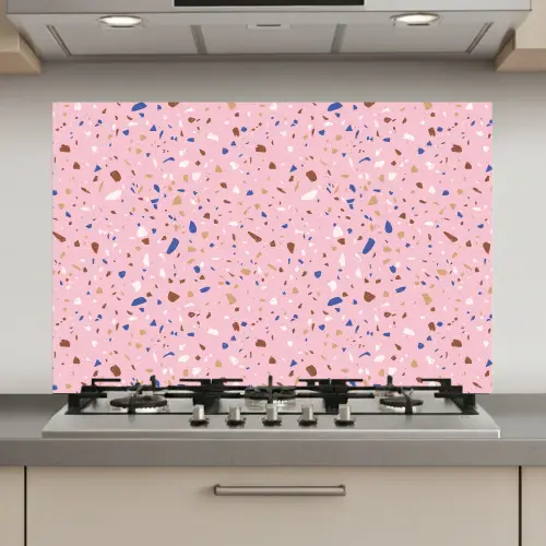 Terrazzo -  Patroon - Kleurrijk - Roze keuken achterwand spatscherm klein 900 -3d_website