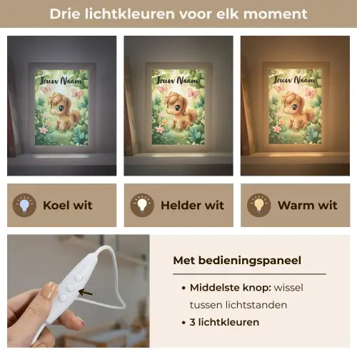 Paard - Bloemen - Vlinders Light Box met kabel (Kinderlampje) klein -USP_lichtkleurNL