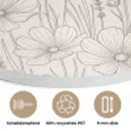 Minimalistisch - Modern - Bloemen - Beige Akoestische PET Vilt - Rond klein -closeup_DE