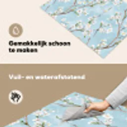 Kersenbloesem - Textuur - Blauw Inductie beschemer met haakjes klein 777 -ky-schoon-nl