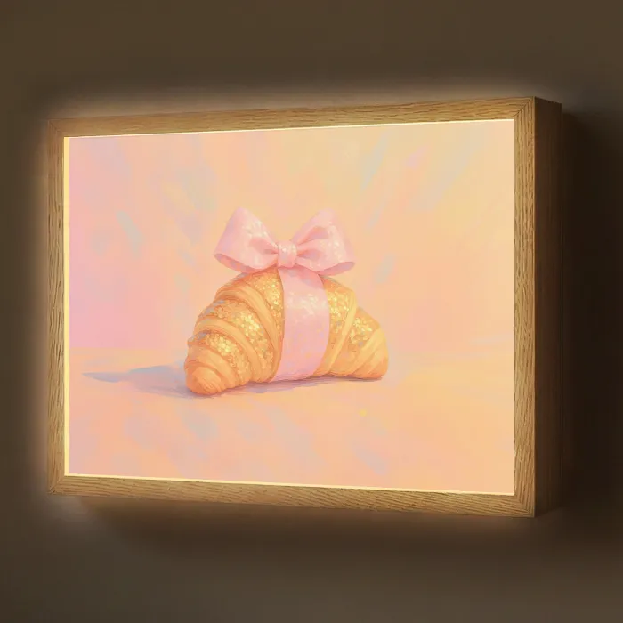 Croissant - Strik - Roze Light Box met batterij (Wandlamp) middel -z3d_website
