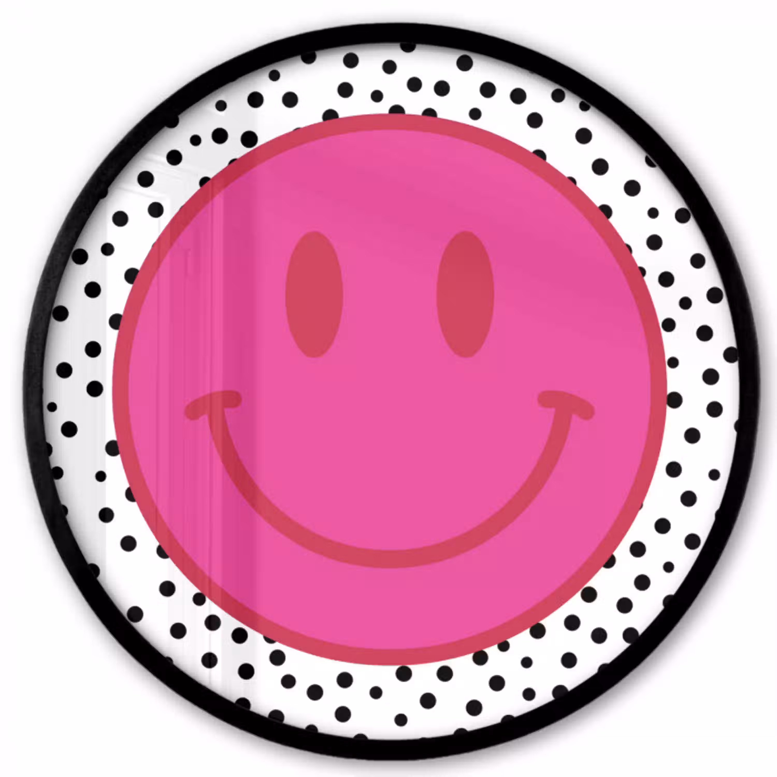Smiley - Roze - Stippen Fotolijst rond zonder passe partout klein -3d