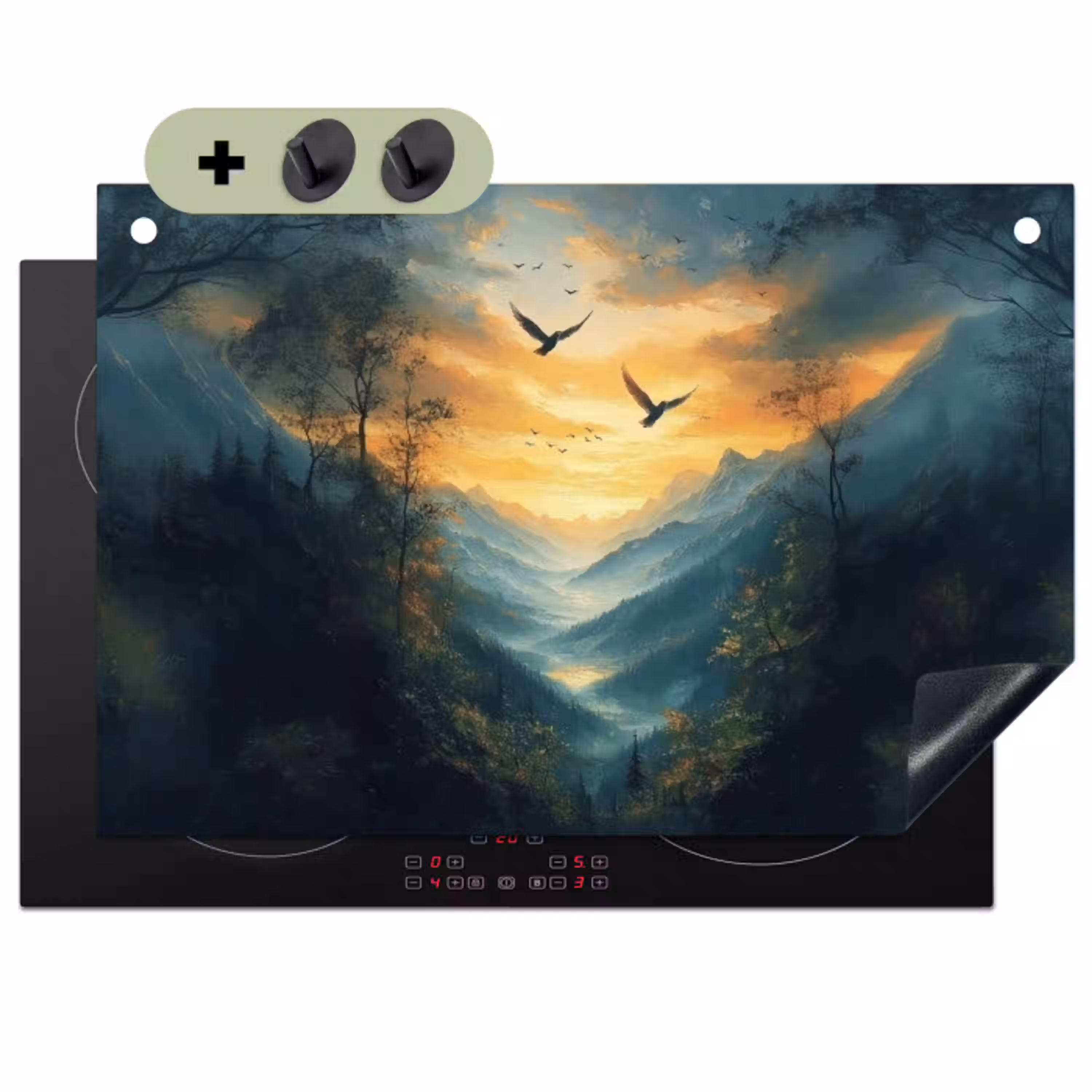 Vogels - Zon - Bomen - Groen Inductie beschemer met haakjes klein -3d
