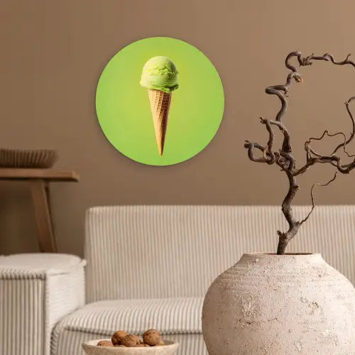 Hoorntje - Schepijs - Groen Wandcirkel kunststof plaat 5mm dik klein -sfeer1