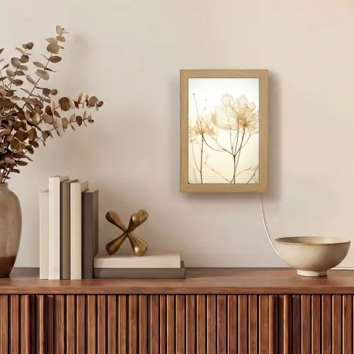 Droogbloemen - Beige - Planten - Wit Light Box met kabel (Tafellamp) klein -sfeer2