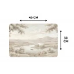 Rivierlandschap - Bergen - Natuur - Vintage - Beige Placemat vinyl groot -specs