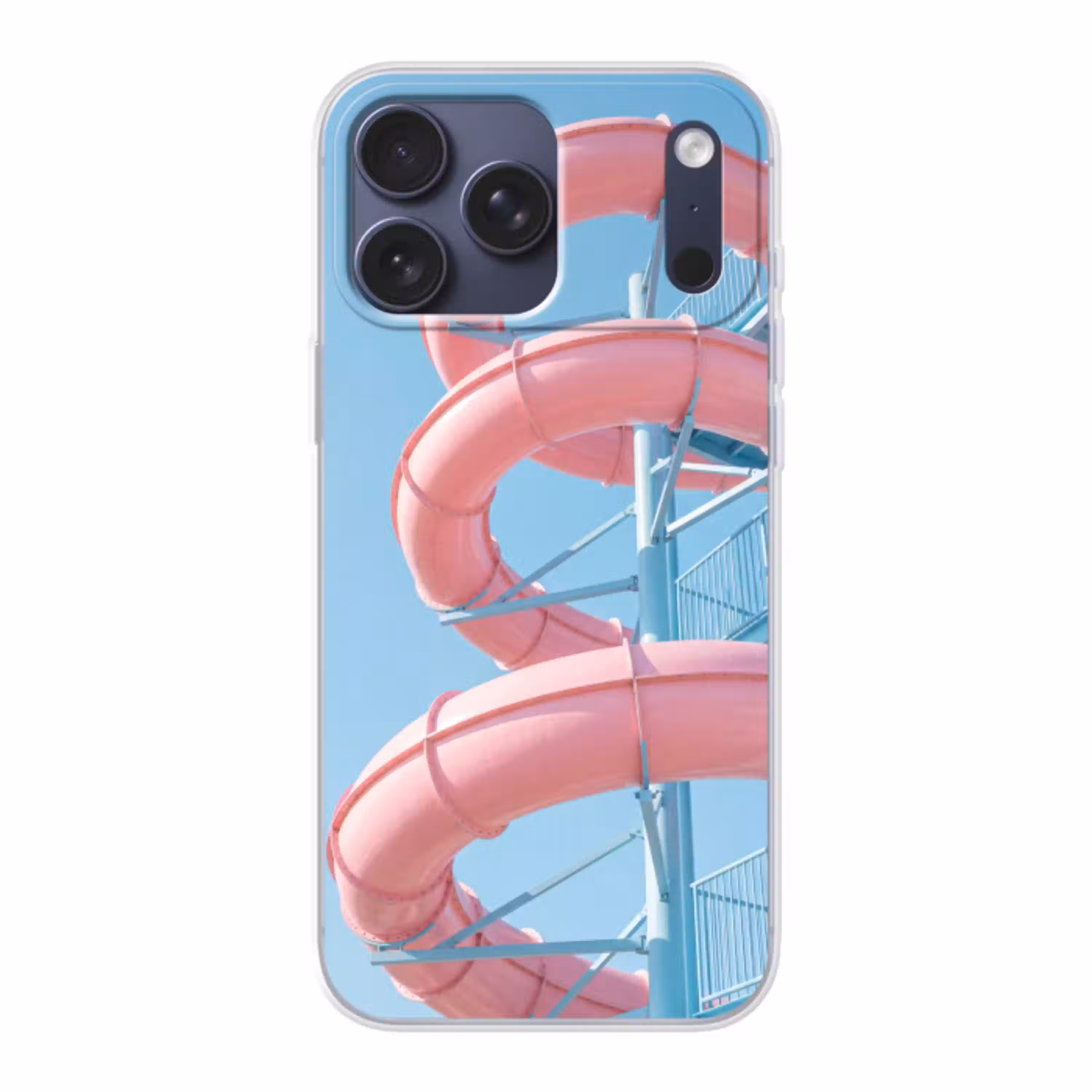Glijbaan - Waterpark - Spiraal - Modern - Roze Telefoonhoesje iPhone 17 Pro Max klein -3d