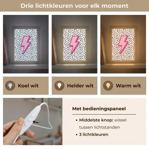 Bliksem - Roze - Stippen Light Box met kabel (Kinderlampje) klein -USP_lichtkleurNL