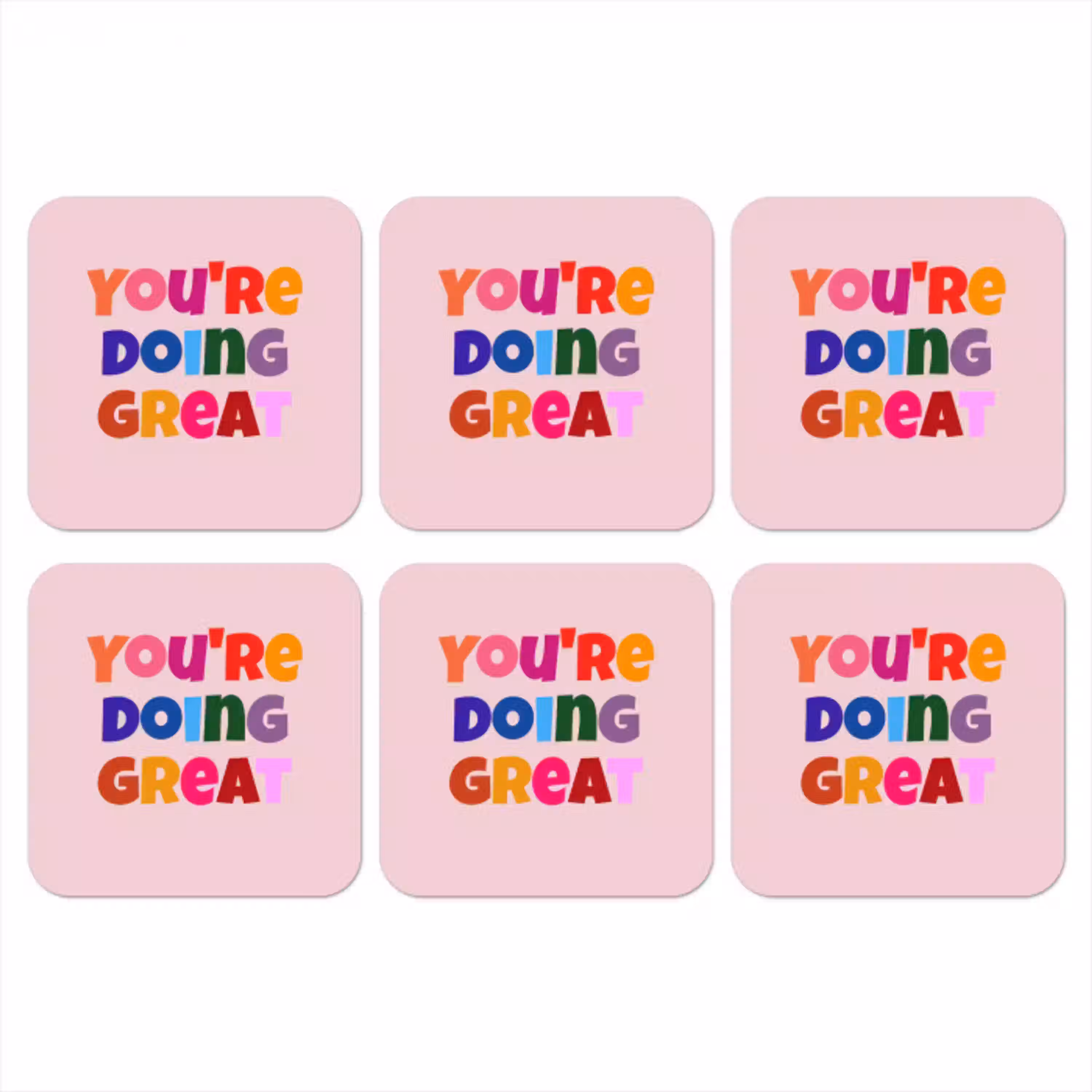 You're doing great - Roze - Kleurrijk onderzetter kurk middel -3d