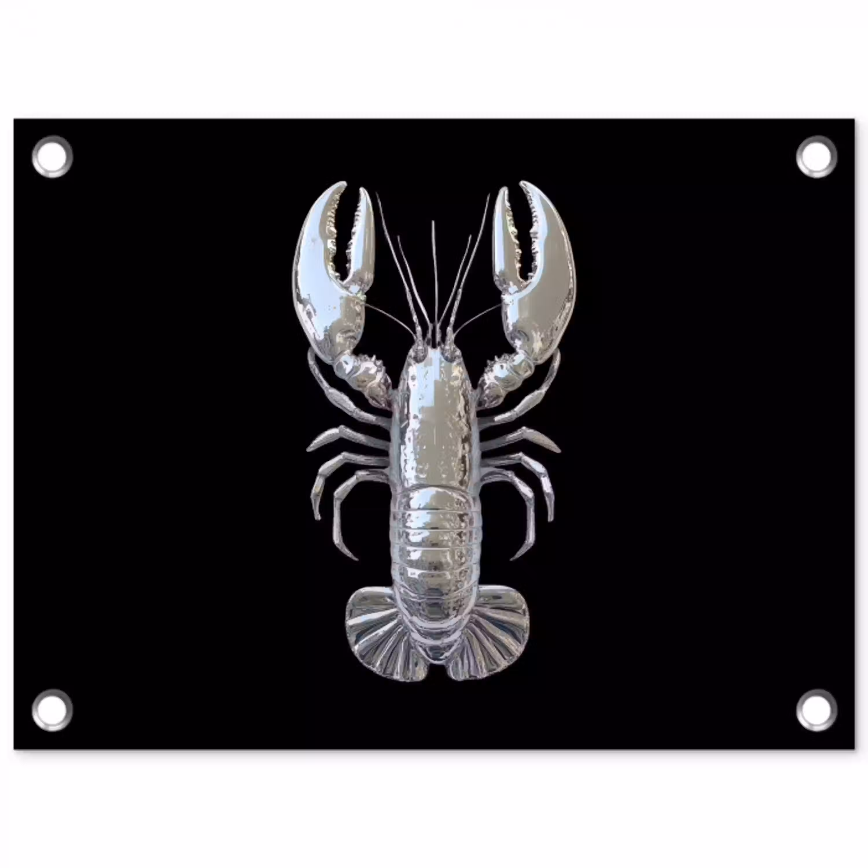 Kreeft - Zilver - Metallic - Luxe tuinposter los doek klein -3d