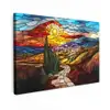 Mozaïek - Zon - Landschap - Dorp canvas 2cm klein -z3d
