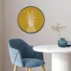 Lijnillustratie - Ananas - Bladkroon - Okergeel Fotolijst rond zonder passe partout klein -sfeer2