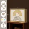 Bogen - Lijnen - Oranje - Minimalistisch Light Box met batterij (Wandlamp) middel -USP_websiteoverzichtNL