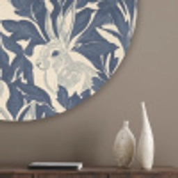 Hazen - Bladeren - Patroon - Blauw - Beige Akoestische PET Vilt - Rond klein 838 -sfeer5_closeup