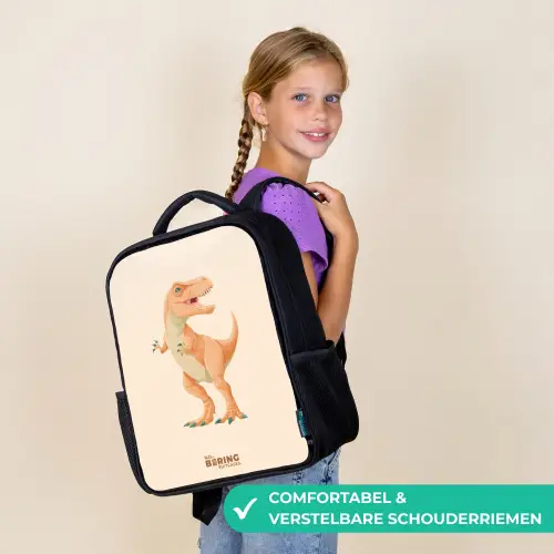 T-rex dino in oranje kleuren Rugzak - Zwart middel -sfeer6_NL