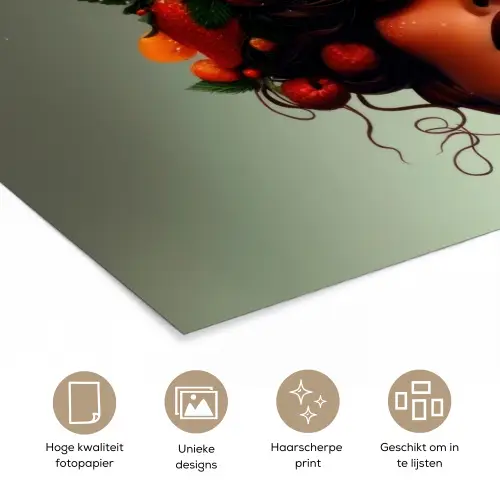Vrouw - Chocolade - Frambozen - Aardbeien - Koekjes poster papier klein -closeup_NL