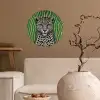 Panter - Zebrapatroon - Groen Wandcirkel behangsticker klein -sfeer1