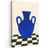 Vaas - Blauw - Geblokt - Modern Tuinposter op houten frame 2 cm dik klein -3d