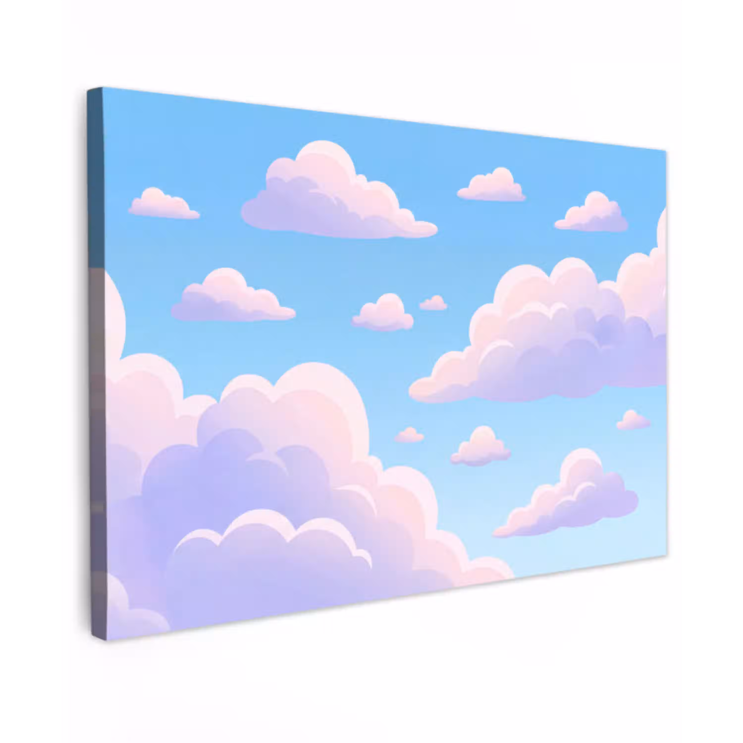 Wolken - Roze - Blauw - Natuur - Modern canvas 2cm klein -z3d