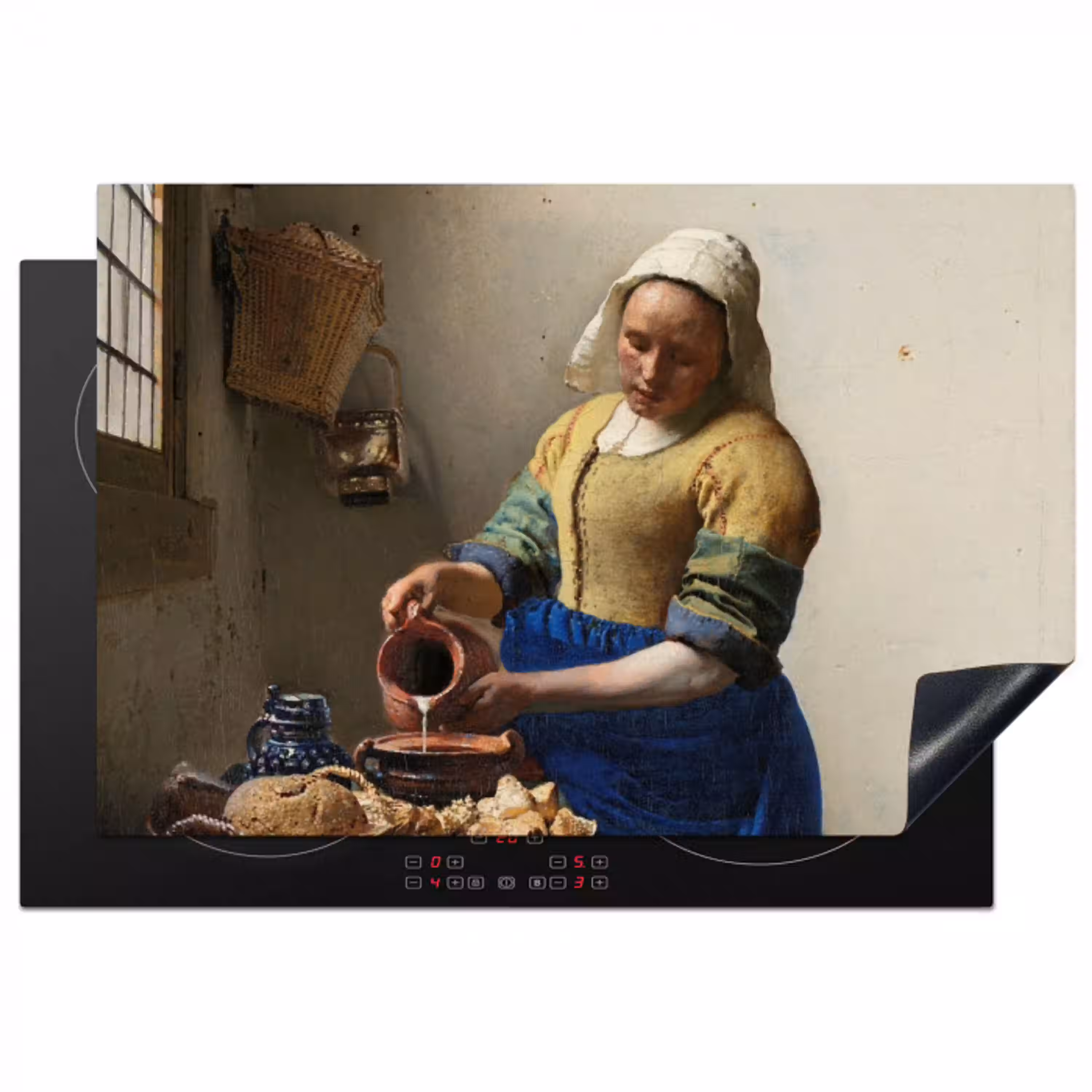 Het melkmeisje - Schilderij van Johannes Vermeer Inductie beschermer vinyl 3mm klein -3d