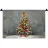 Kerstboom - Cadeaus - Rood - Goud Wandkleed katoen klein -zz3d