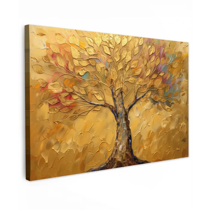 Goud - Boom - Abstract - Modern canvas 2cm klein -z3d