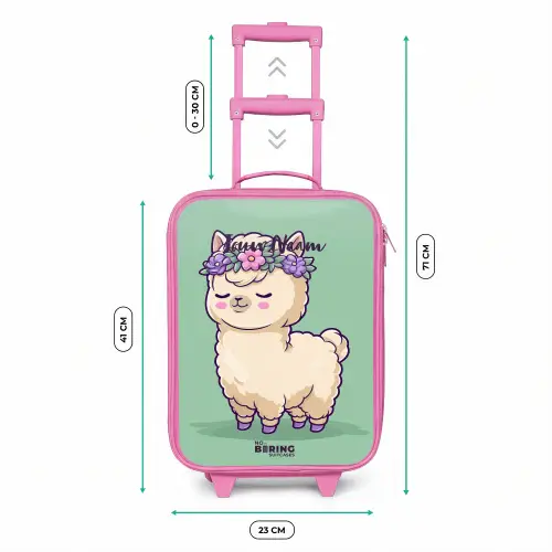 Kawai - Alpaca - Groen Kinderkoffer - Roze klein -productfoto_formaten