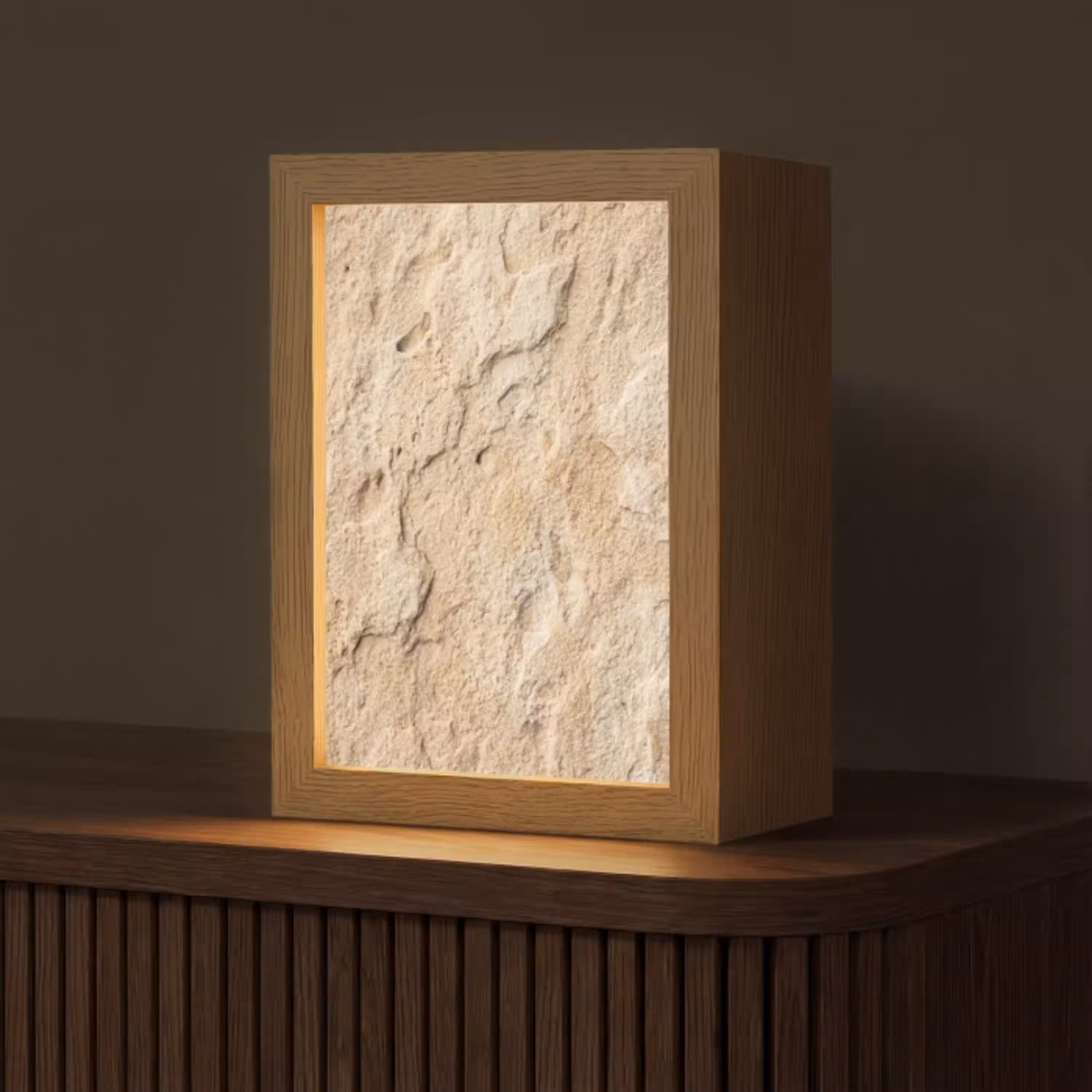 Textuur - Steen - Natuur - Beige Light Box met kabel (Tafellamp) klein -z3d_website