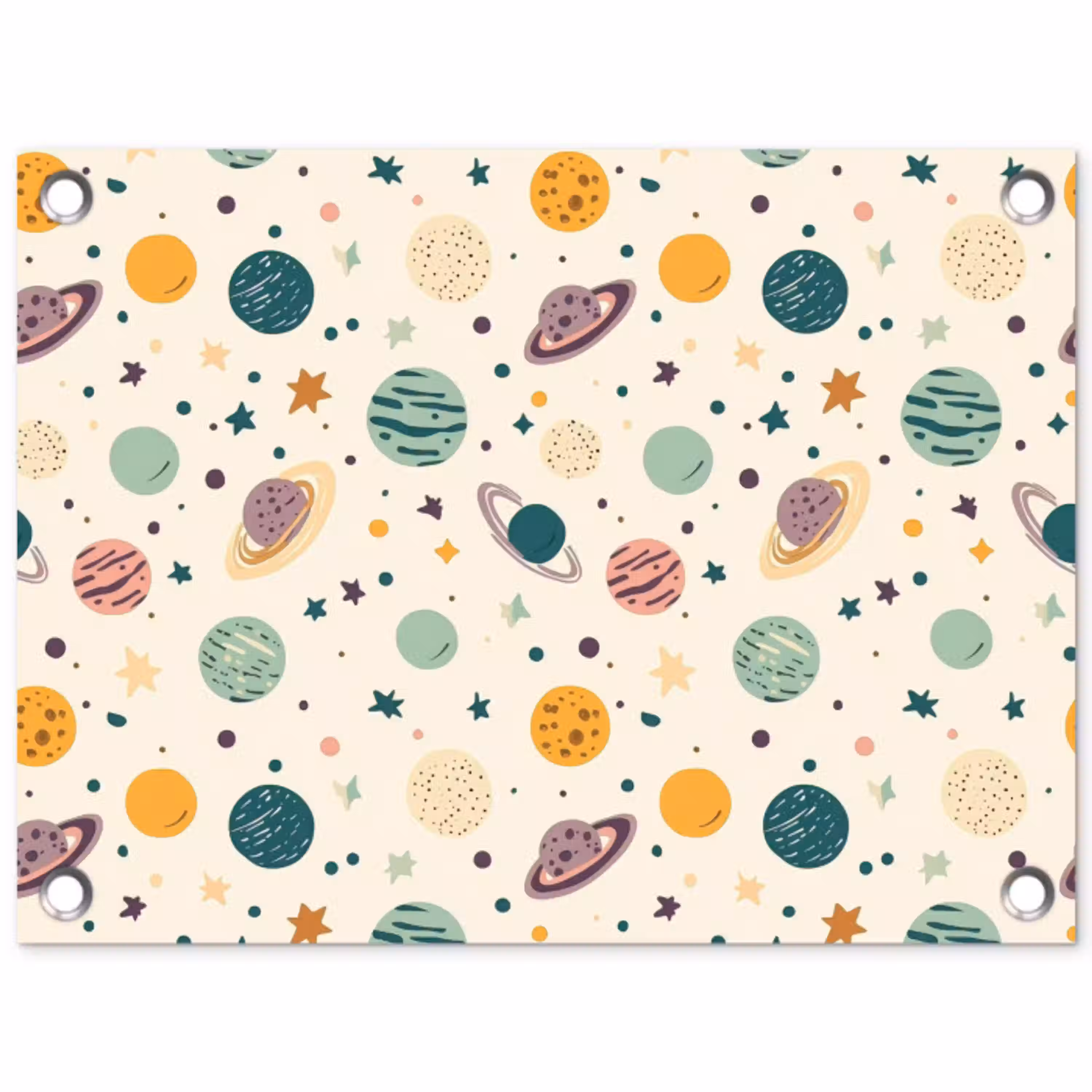 Planeten - Retro - Kleurrijk tuinposter los doek klein 239 -3d
