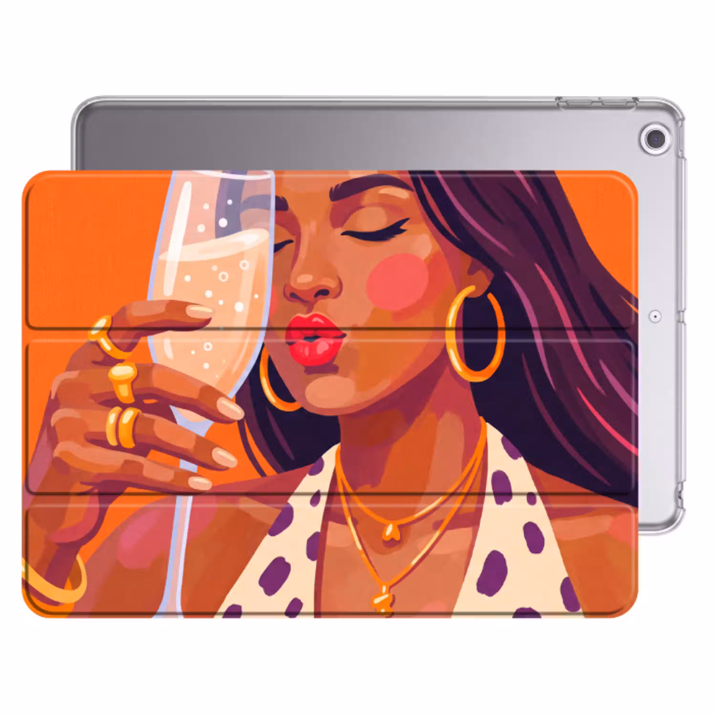 Vrouw - Champagne - Feest - Modern - Oranje Apple iPad 2017 middel -threedimensional_3d_global