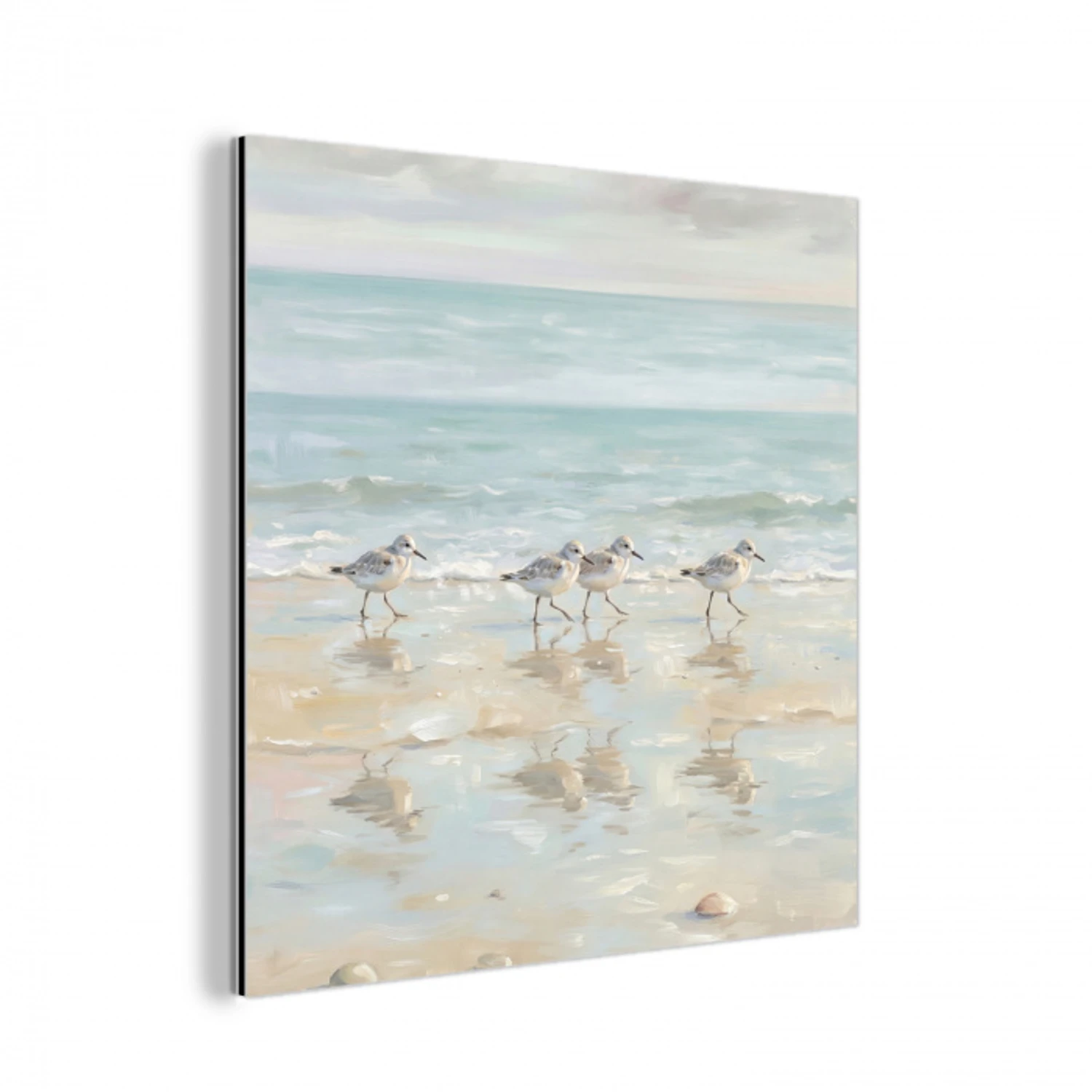 Vogels - Strand - Zee aluminium wit klein -3d