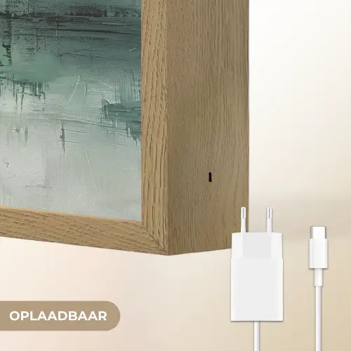Groen - Modern - Abstract - Goud Light Box met batterij (Wandlamp) middel -USP_websiteoplaadbaarNL