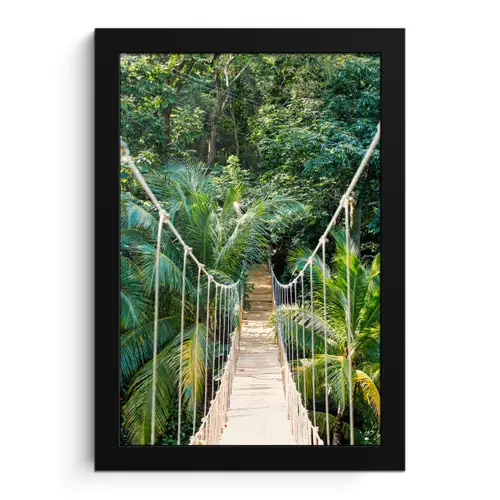 Jungle - Palmboom - Brug - Natuur - Planten fotolijst zwart zonder passe partout klein -3d