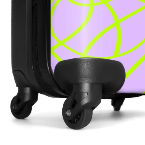Limoengroene lijnen op lila NBS - Handbagage koffer - Kinderen Unisex middel -wiel