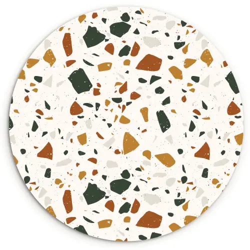 Terrazzo - Patroon - Wit - Terra Wandcirkel plexiglas klein 852 -3d