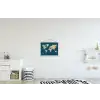 Wereldkaart - Donkerblauw - Beige textielposter latten blank klein -kinderkamer