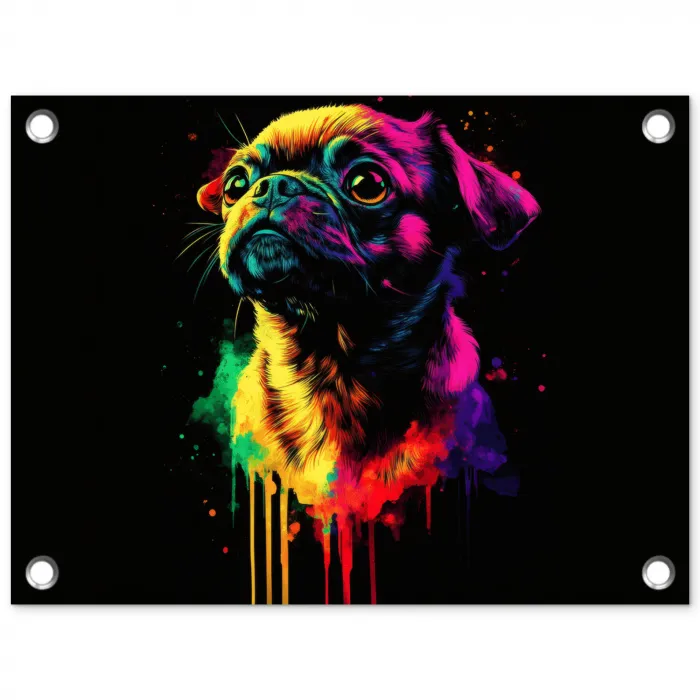 Puck - Hond - Verf - Kleuren tuinposter los doek klein -3d