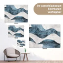Lijnen - Golven - Abstract - Blauw tuinposter los doek klein -Xsfeer9_DE