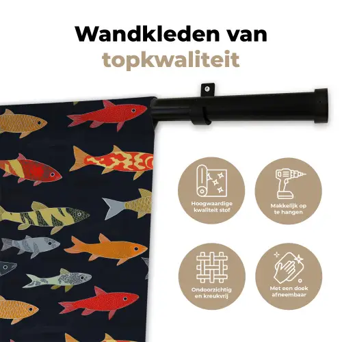 Vissen - Patroon - Kleurrijk Wandkleed katoen klein 269 -sfeer2