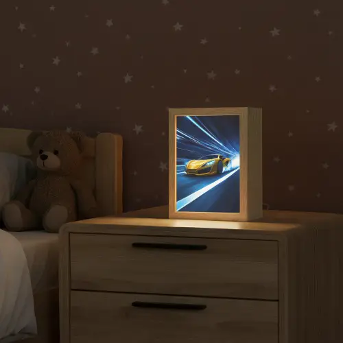 Auto - Geel - Race - Blauw Light Box met kabel klein -sfeer1_kind