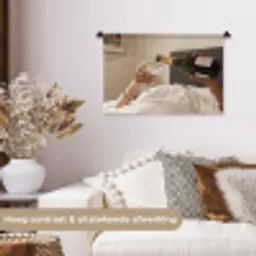 Champagne - Bed - Bubbels Wandkleed katoen klein -sfeer1
