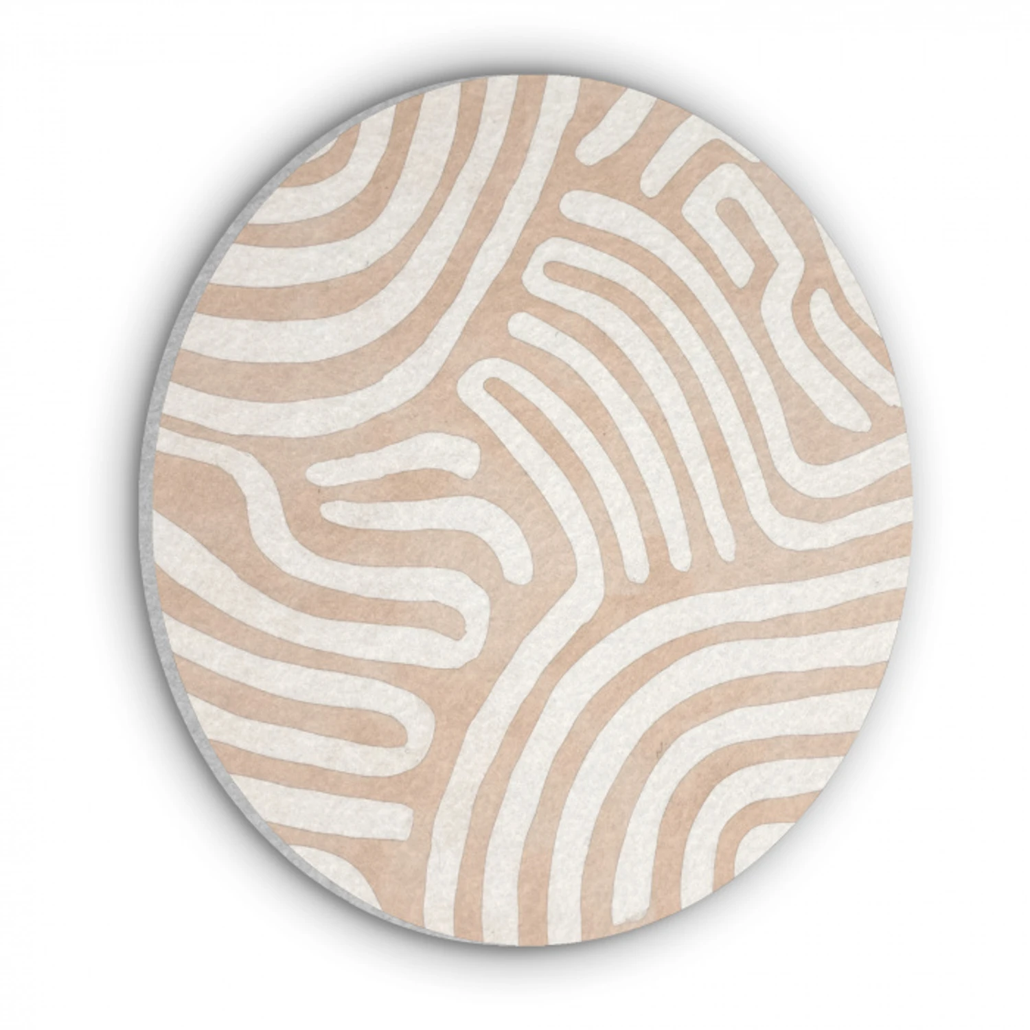 Beige - Aardspatroon Akoestische PET Vilt - Rond klein -3d