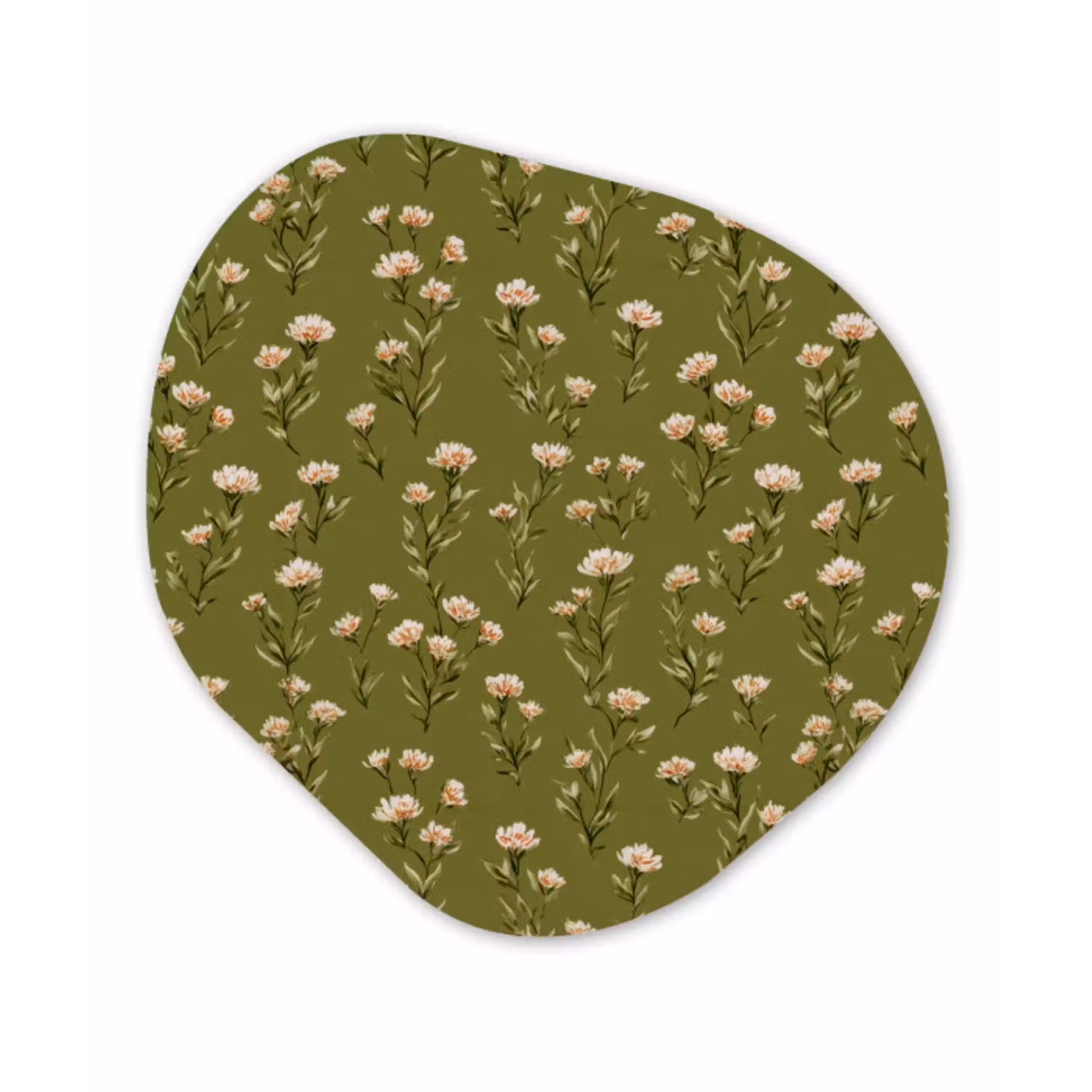 Landelijk - Bloemen -  Groen Wandcirkel Organisch Aluminium middel 851 -3d