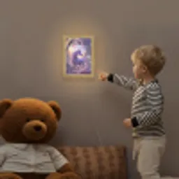 Eenhoorn - Paars - Sprookje - Fantasy dier Light Box met kabel (Kinderlampje) klein -sfeer4a_kind