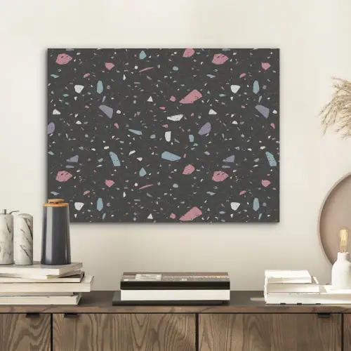 Terrazzo - Patroon - Zwart - Zacht PET vilt klein 837 -sfeer1